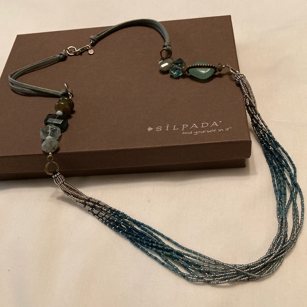 Silpada N2069 Sterling and Brass Gemstone Beaded Necklace, NIB